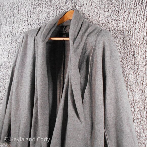 GOLDIE London Wool Open Front Cardigan Falling Out Grey Women's One Long Sleeve - Picture 14 of 14
